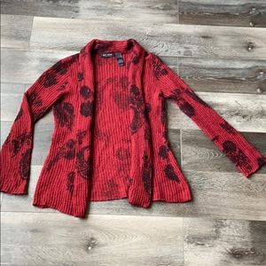 Red and Black Knit Cardigan